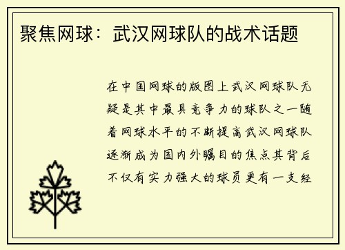 聚焦网球：武汉网球队的战术话题